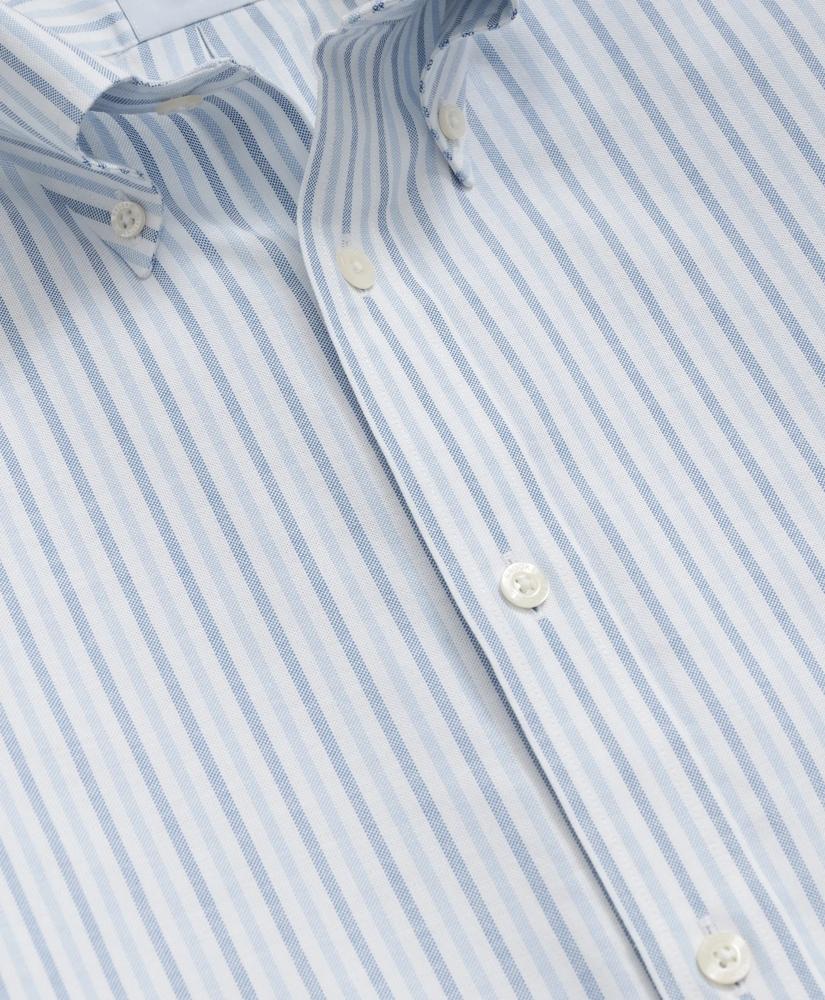 Brooks Brothers Stretch Cotton Non-Iron Oxford Polo Button-Down Collar, Alternating Stripe Shirt