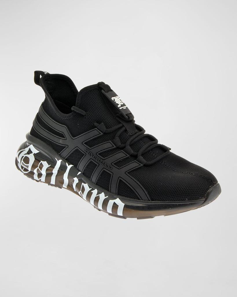John Galliano Paris Men's Logo Runner Fabric Upper Sneakers