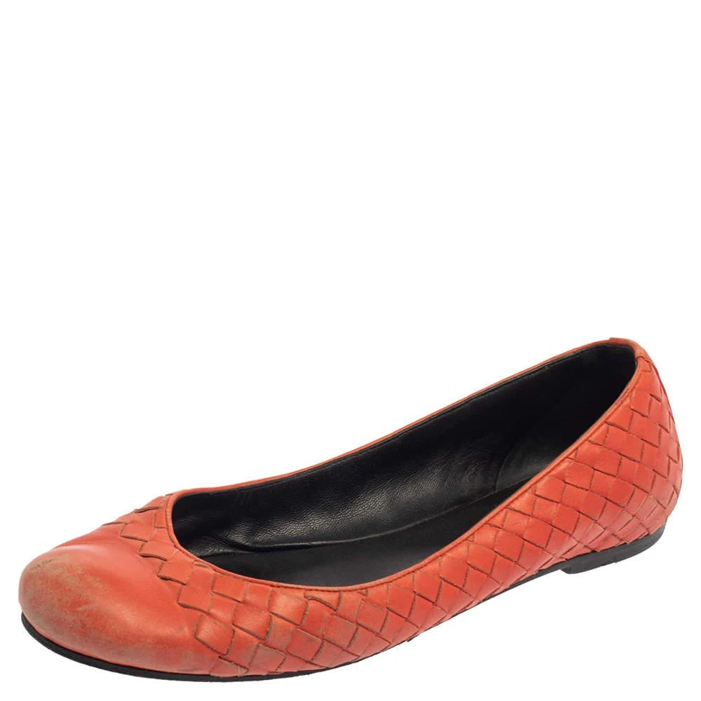 Bottega Veneta Bottega Veneta Orange Intrecciato Leather Ballet Flats Size 39 1