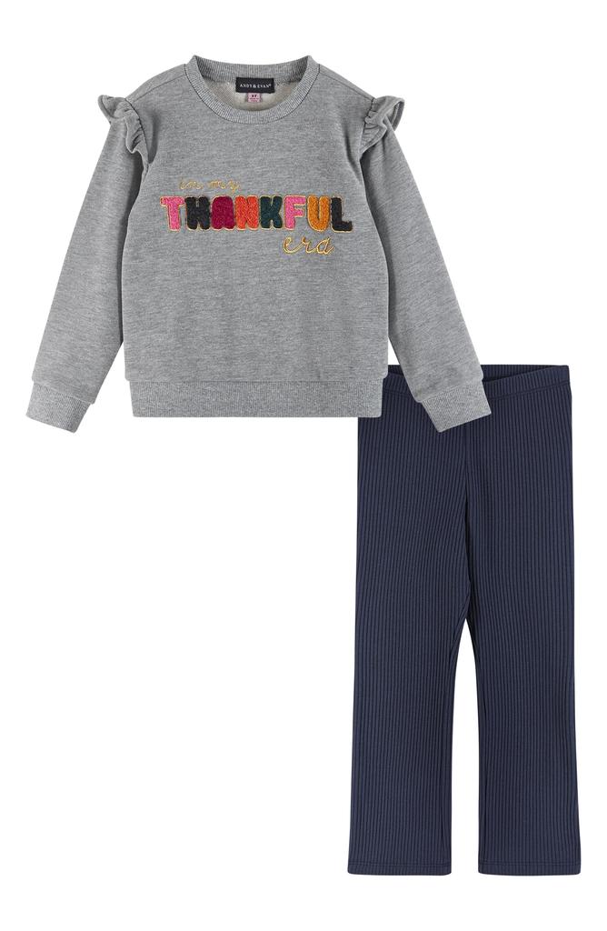 Andy & Evan Kids' Embroidered Sweater & Rib Pants