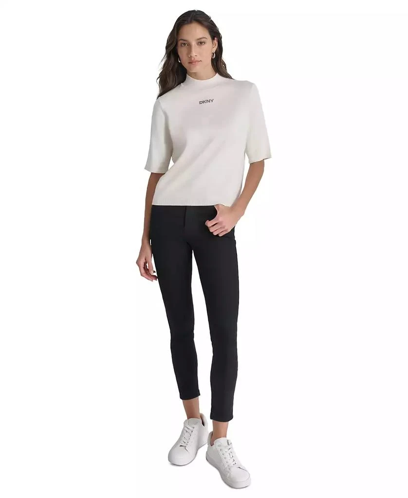 DKNY Petite Mock-Neck Embellished-Logo Sweater 5