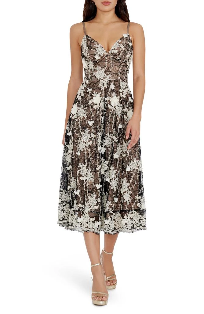 slim fit dress slacks Beige Floral Midi Dress - All Dresses main image 1