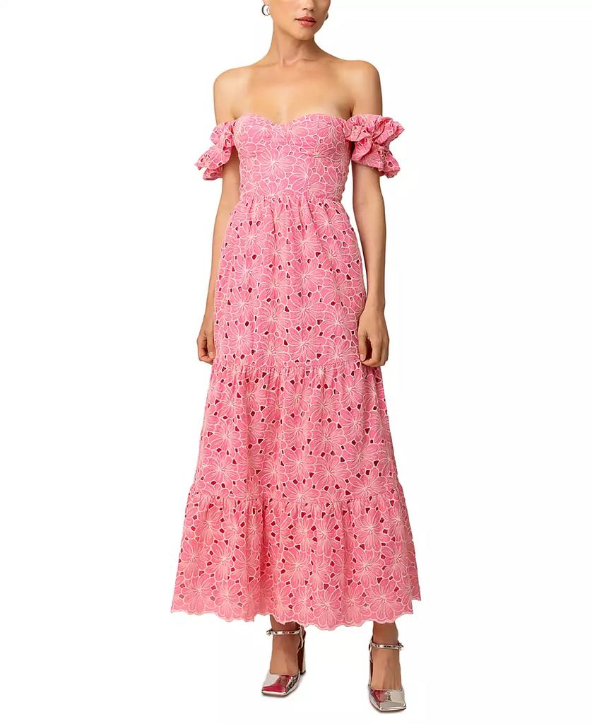 Line & Dot Women's Tasia Off-The-Shoulder Embroidered Cotton Dress