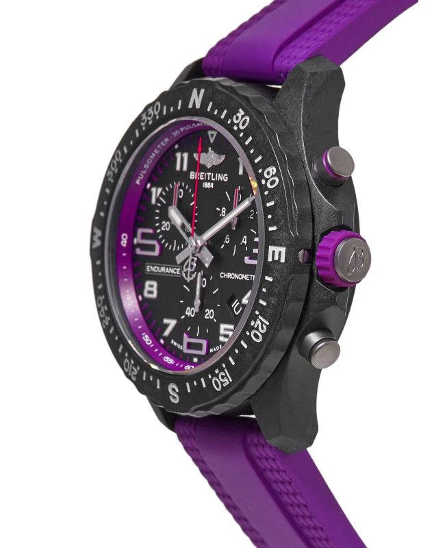 BREITLING Breitling Endurance Pro 38 Chronograph Black Dial Purple Rubber Strap Unisex Watch X83310F61B1S1 3