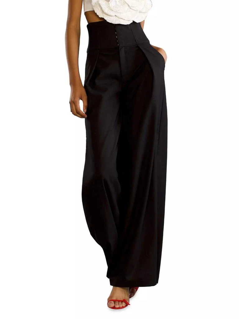 Cynthia Rowley Wool Corset Wide-Leg Pants 1