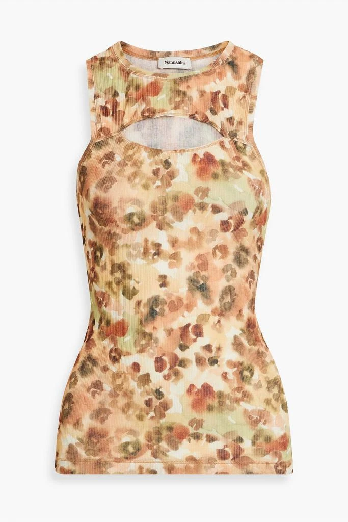 Nanushka Lio cutout printed ribbed jersey tank 1