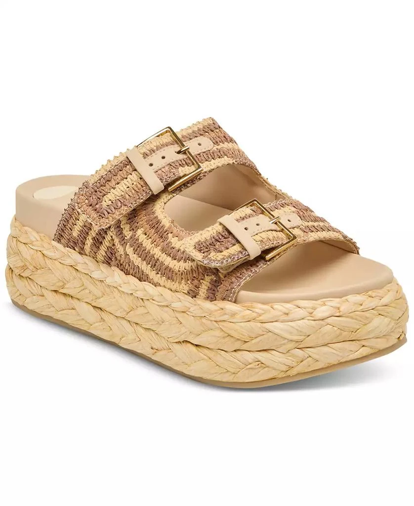 Dolce Vita Women's Falyn Platform Double Buckle Raffia Woven Footbed Sandals 1