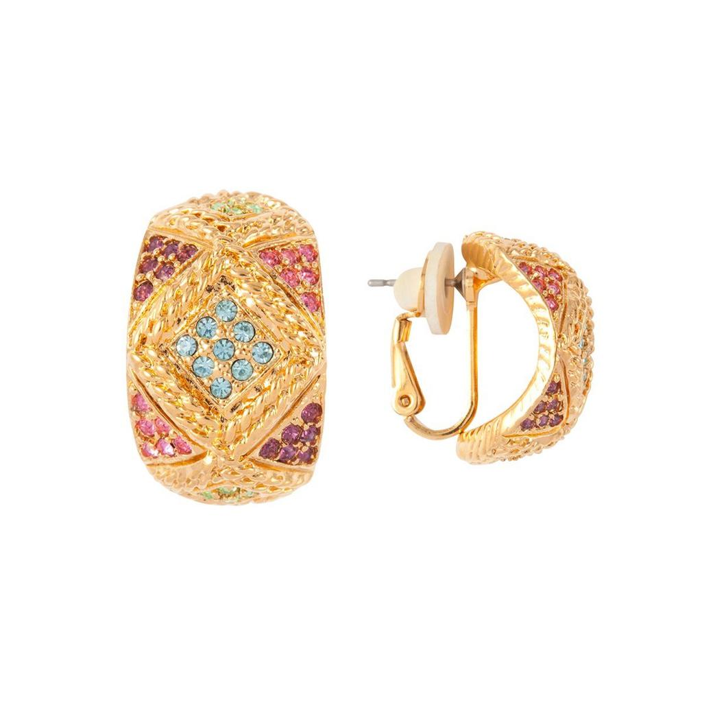 Susan Caplan Vintage 1980s vintage dorlan pastel swarovski crystal hoop earrings