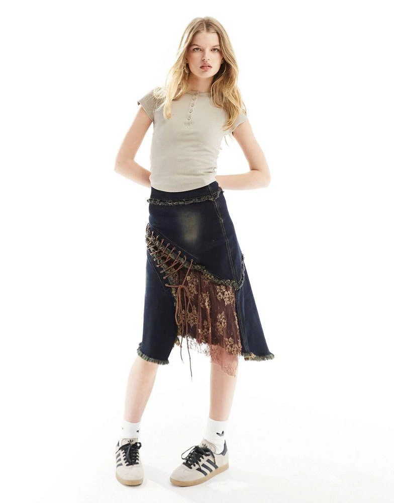 COLLUSION COLLUSION waffle cap sleeve top in stone 4