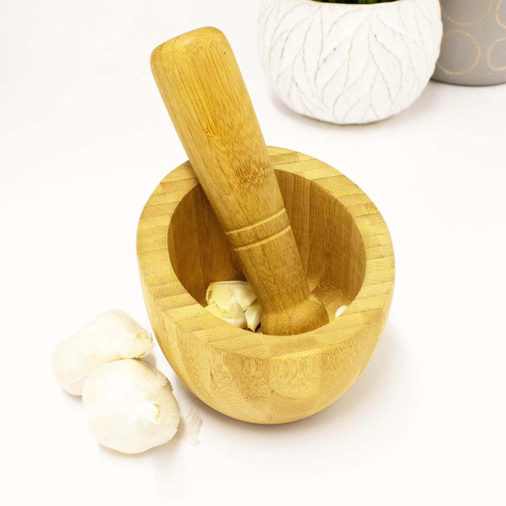 BergHOFF Bamboo Kitchen Set 4pc (Cook Book Holder, Garlic Bowl, Paper Towel Holder, & Rolling Pin) 4