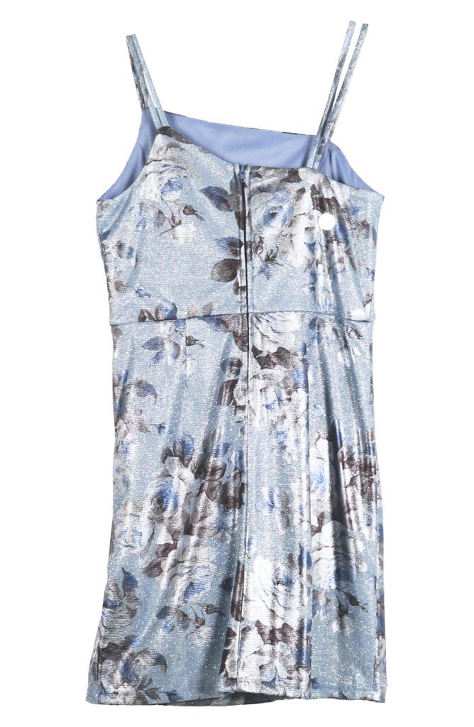 Zunie Kids' Asymmetric Floral Shimmer Dress