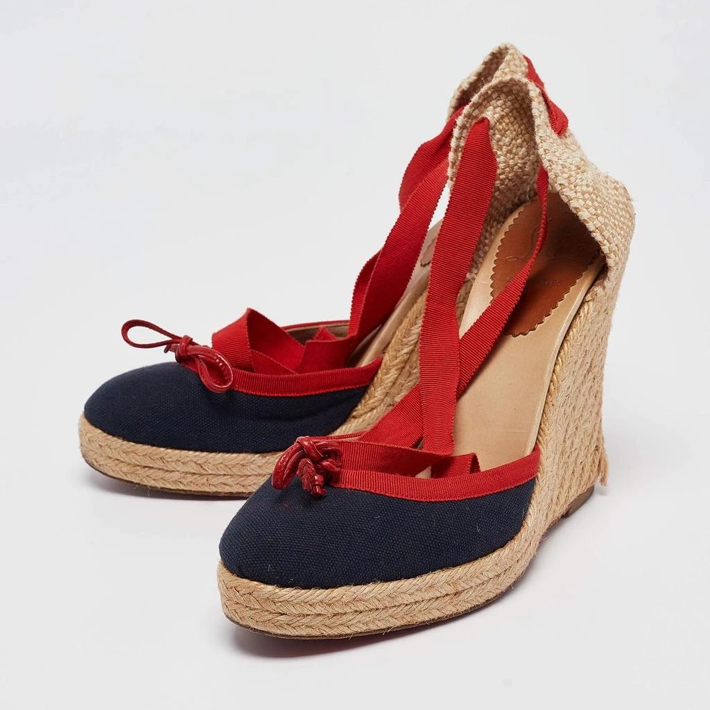 Christian Louboutin Christian Louboutin Tricolor Canvas Carino Plato Espadrille Wedge Pumps Size 38 2