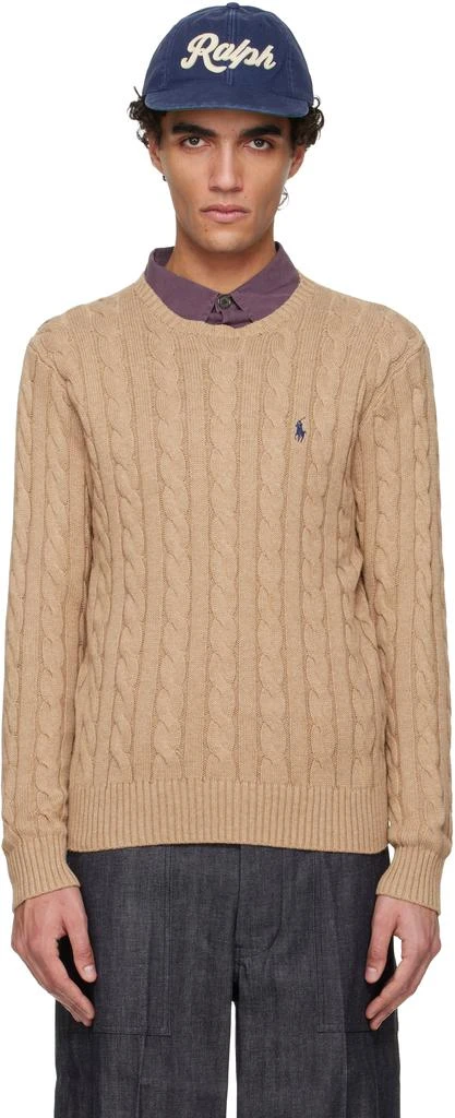 Ralph Lauren Beige Cable-Knit Cotton Sweater