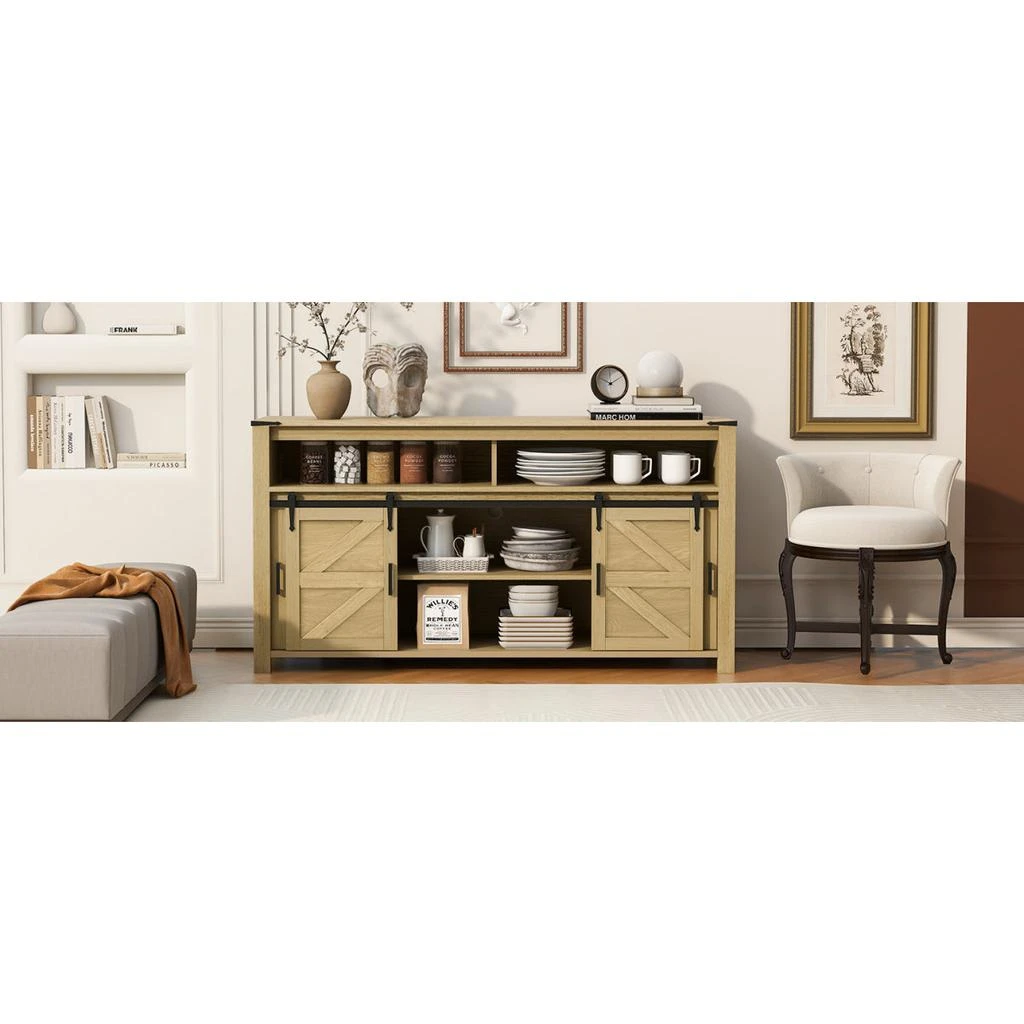 Streamdale Furniture Streamdale 59.3" Farmhouse Sideboard with Sliding Barn Door and Mesh Panels 5