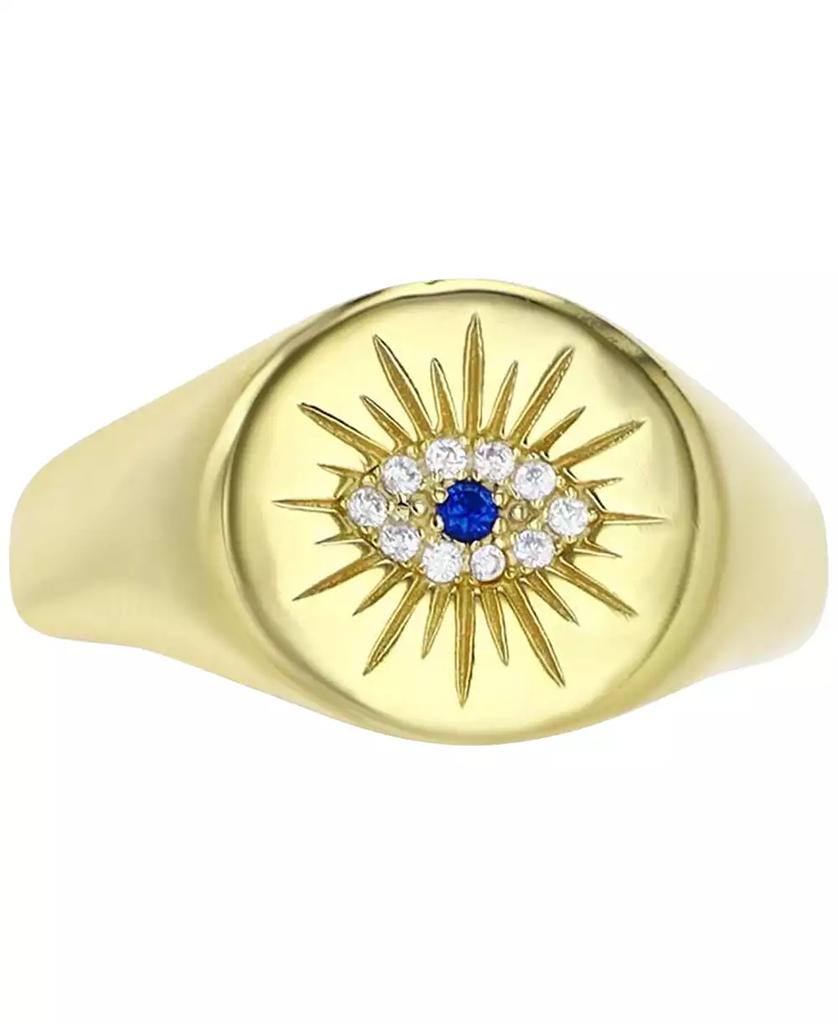 Macy's Cubic Zirconia & Lab Grown Blue Spinel Accent Evil Eye Ring in Sterling Silver