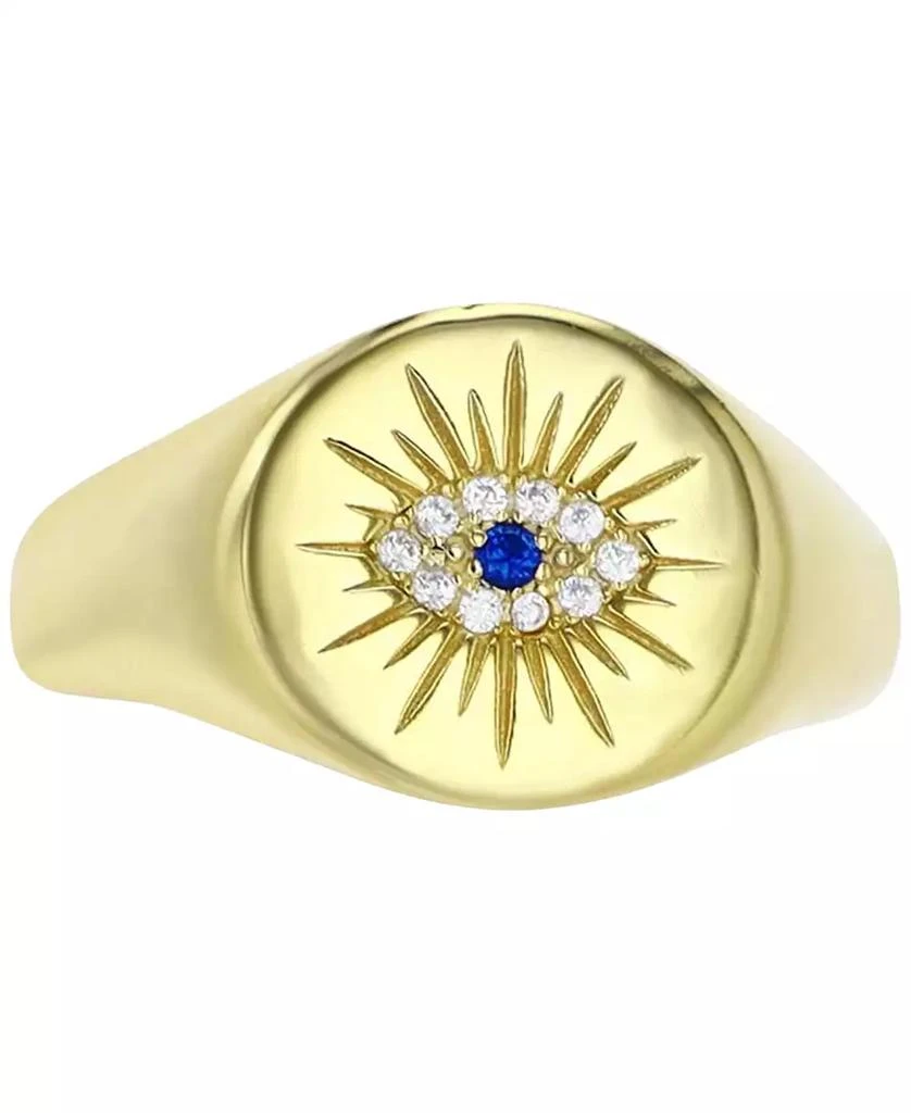 Macy's Cubic Zirconia & Lab Grown Blue Spinel Accent Evil Eye Ring in Sterling Silver 1