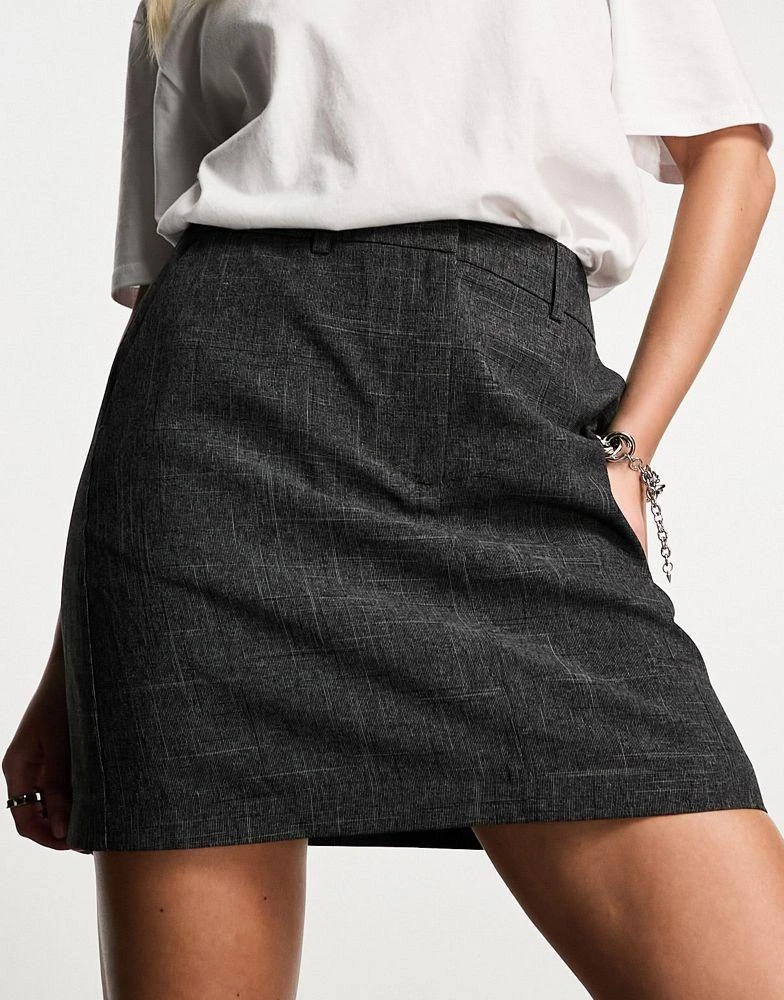 New Look New Look textured mini skirt in grey 4