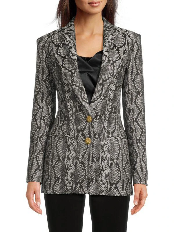 Balmain Snake-Embossed Notch-Lapel Blazer 1