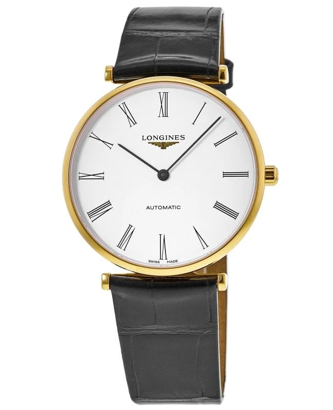 Longines Longines La Grande Classique Automatic White Roman Dial Yellow Gold Plated Leather Strap Men's Watch L4.918.2.11.2 1