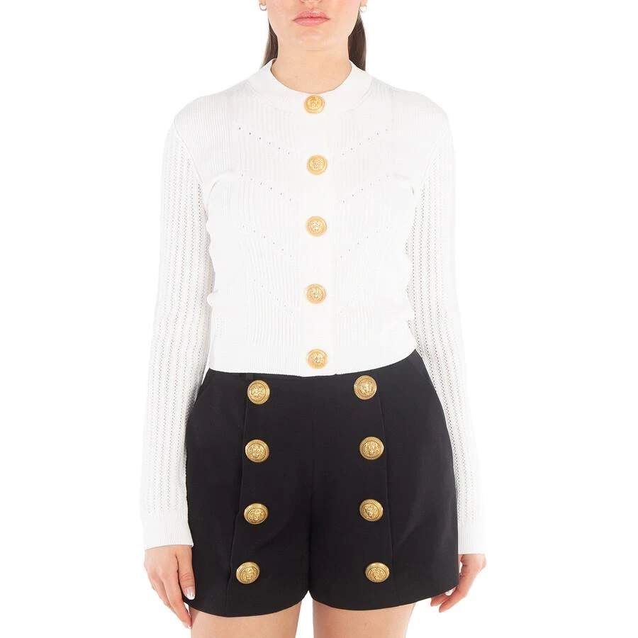 Balmain Ribbed-Knit Cropped Cardigan 1