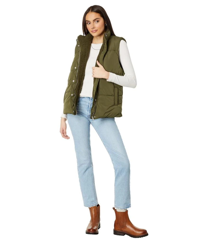 Blank NYC Nylon & Faux Sherpa Quilted Vest with Self Belt 4