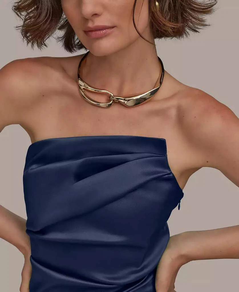 donna karan blue dress Donna Karan Women's Organza Strapless Cascading Gown in cielo main image 1
