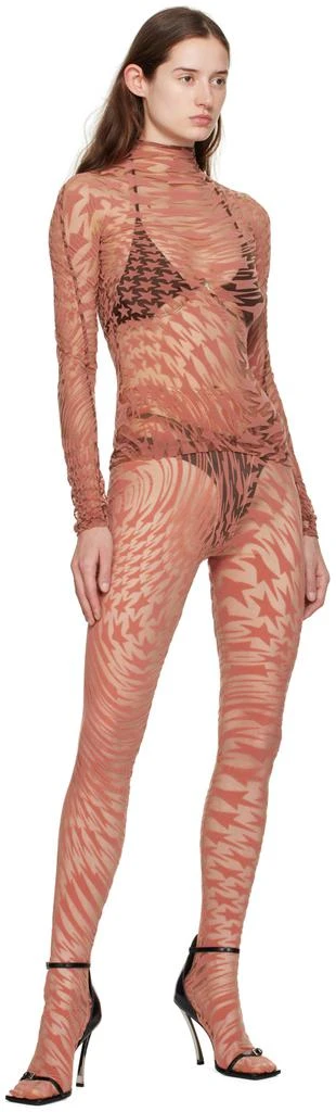 Mugler Pink Flocked Leggings 4
