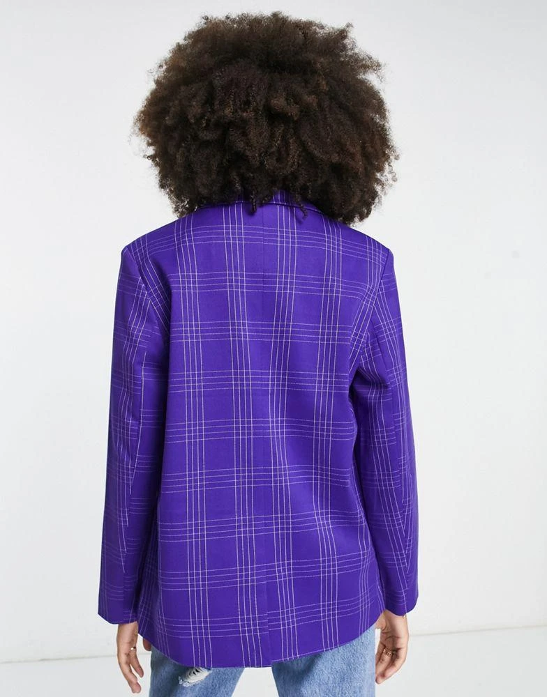 Pieces Pieces oversized blazer co-ord in purple check 2
