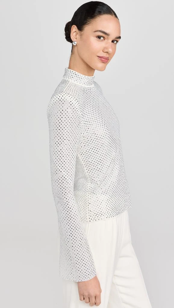 Self Portrait Silver Rhinestone Fishnet Top 3