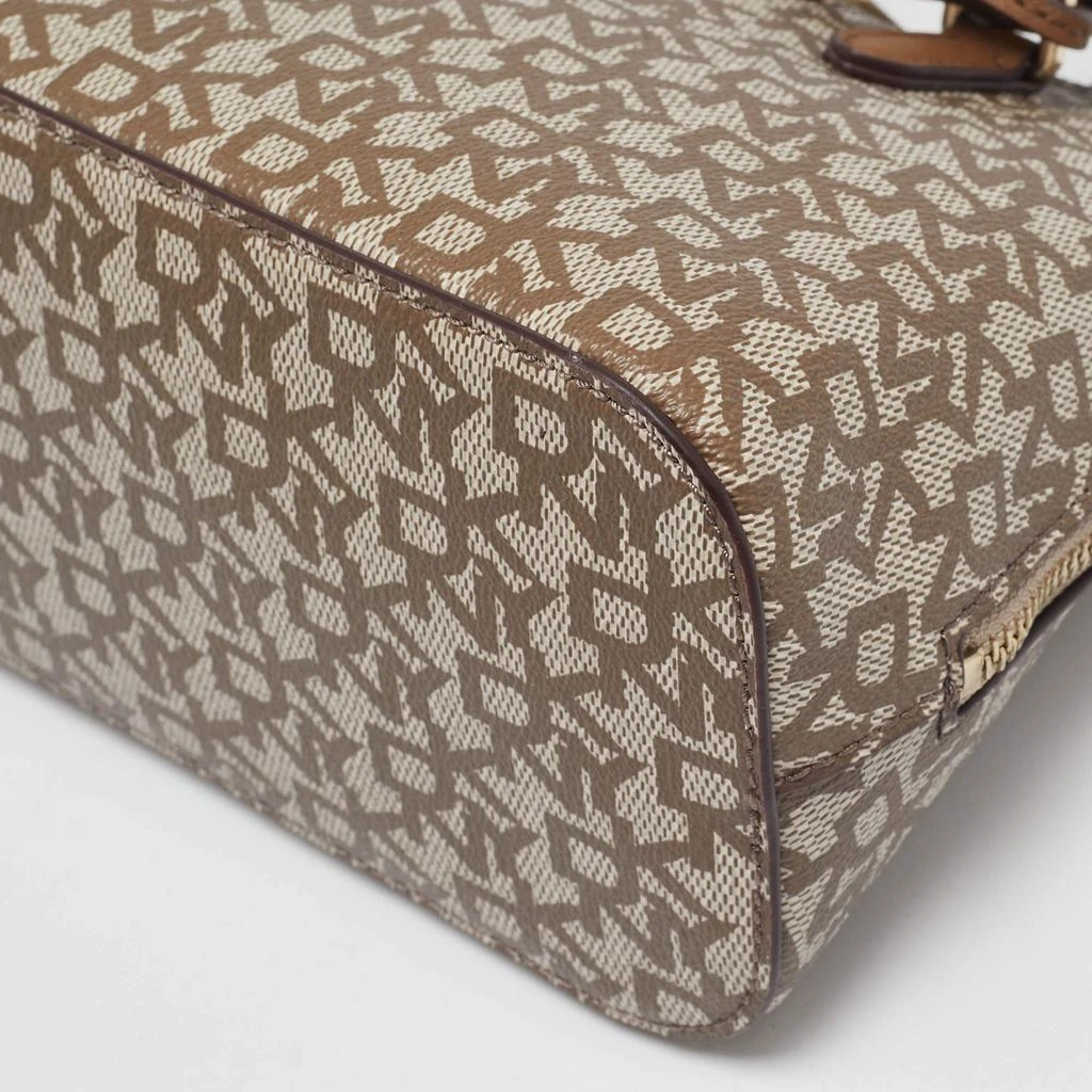 DKNY Dkny Beige/Brown Signature Coated Canvas and Leather Small Dome Satchel 10