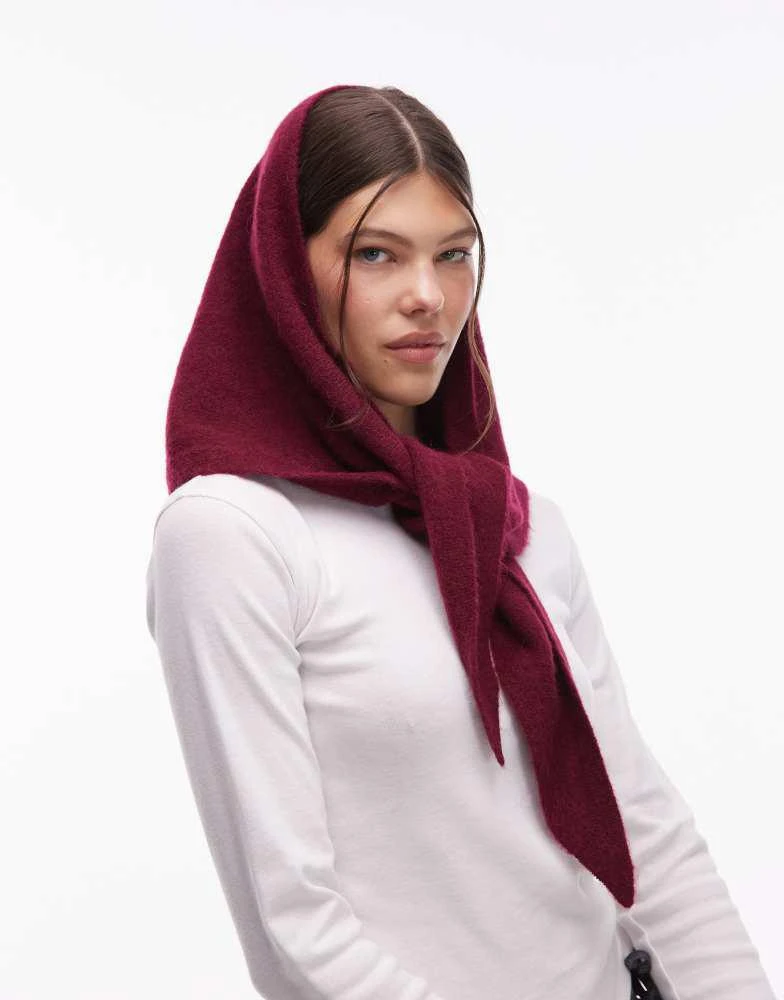 ARKET ARKET triangle alpaca scarf in burgundy red 3