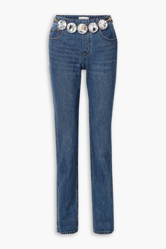 AREA Embellished high-rise slim-leg jeans