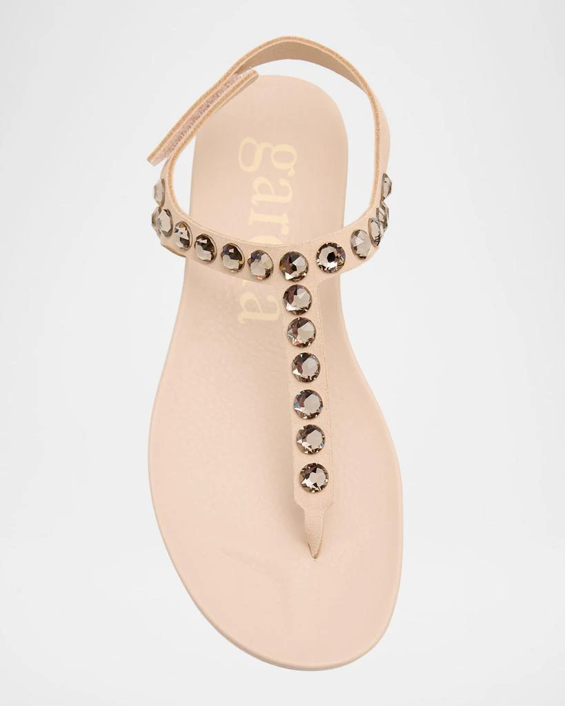 Pedro Garcia Crystal Embellished T-Strap Thong Sandals 6