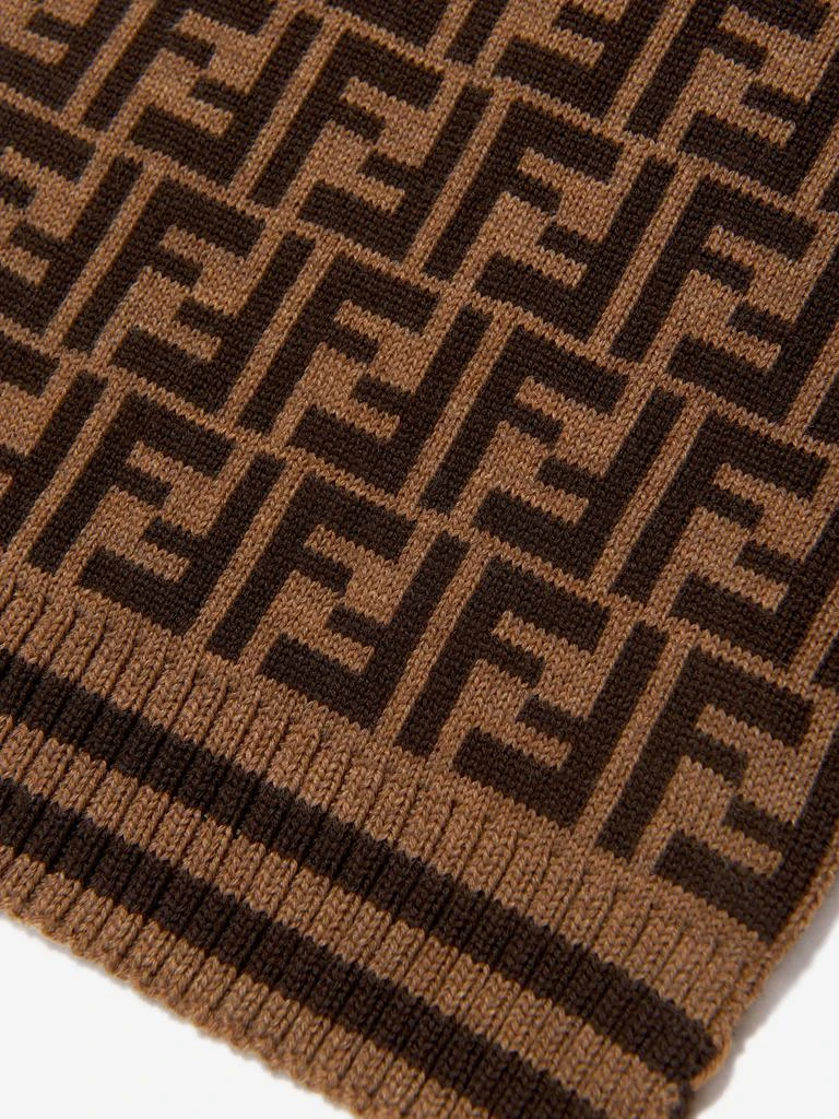 Fendi Fendi Kids Wool Logo Scarf in Brown 3