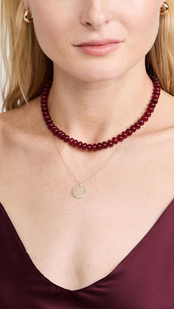 Adina Reyter 14k Round Pavé  Baguette Dog Tag Necklace