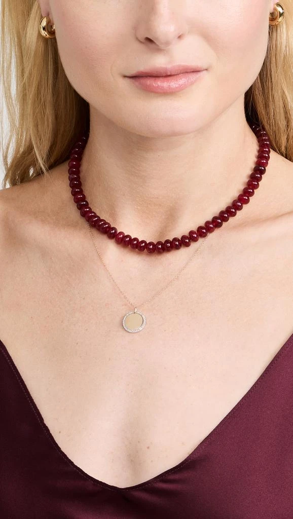 Adina Reyter 14k Round Pavé  Baguette Dog Tag Necklace 2