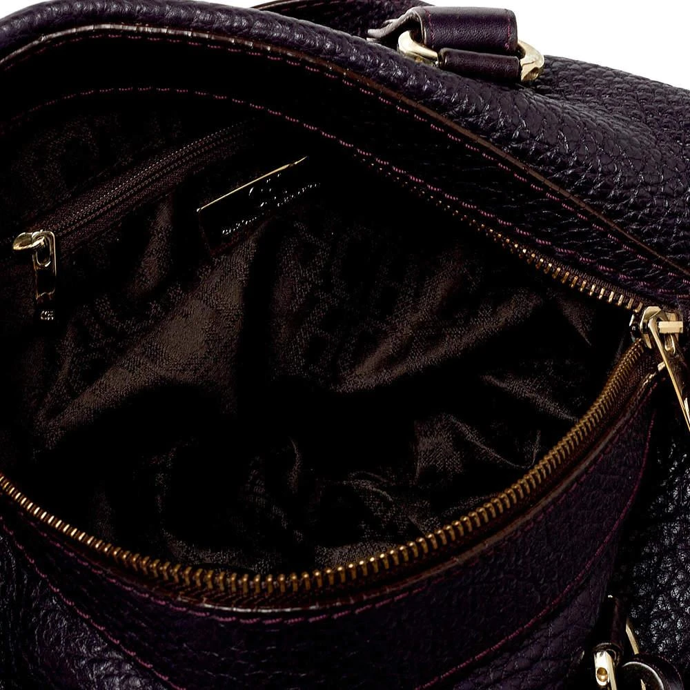 Carolina Herrera Carolina Herrera Dark Purple Grained Leather Boston Bag 7