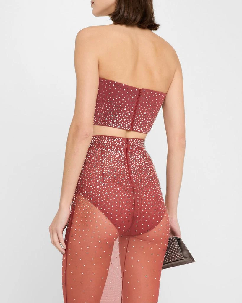 Alex Perry Strapless Crop Top in Crystal Mesh 3