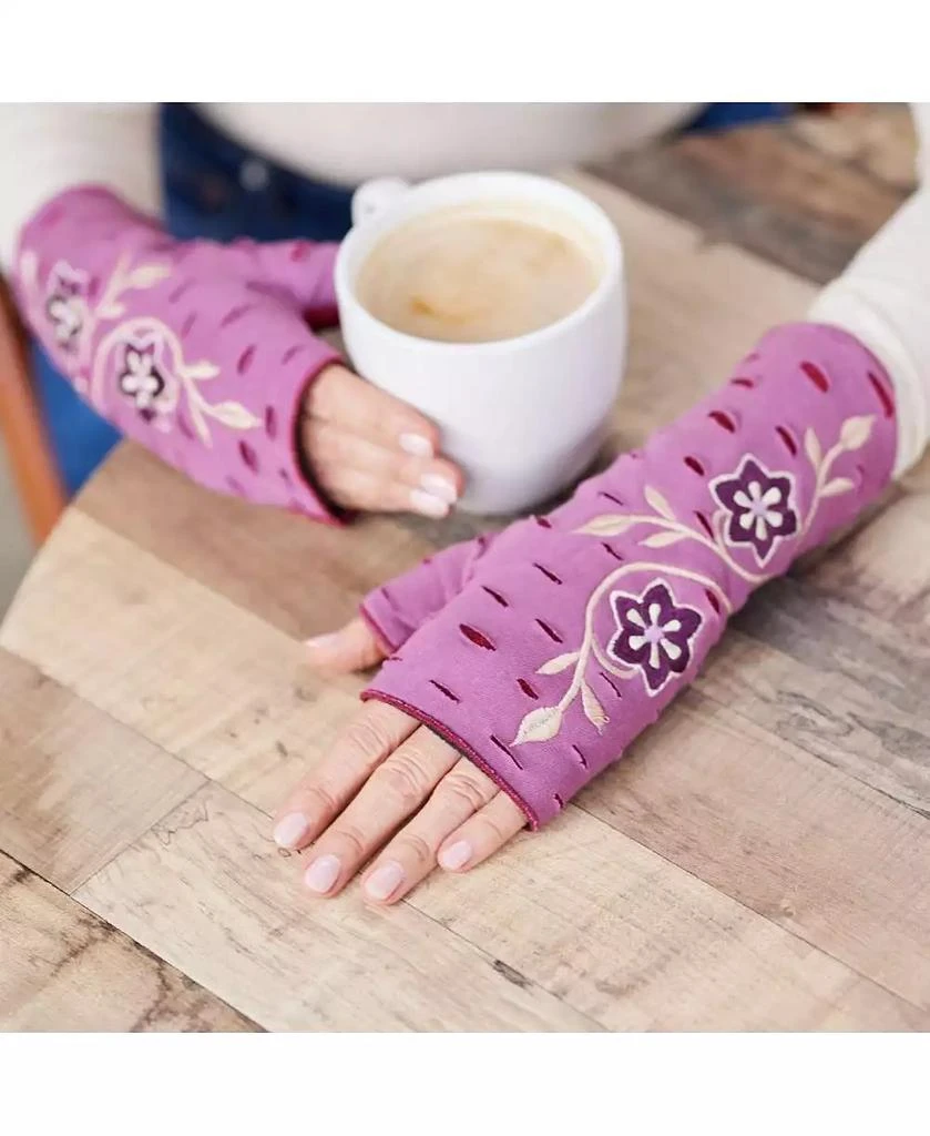 Feelgoodz Women s Artisan Crafted Fleece Lined Primrose Fingerless Jersey Gloves 2