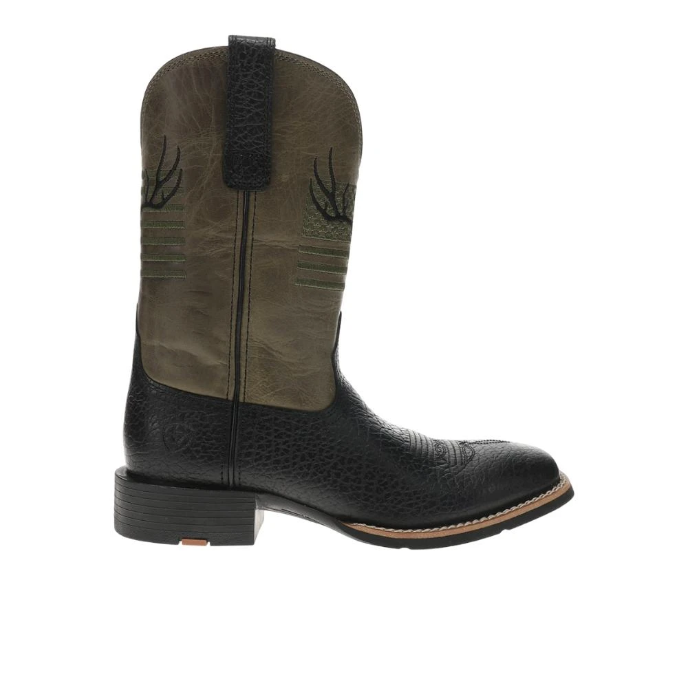 Ariat Sport Antlers Embroidered Patriotic Square Toe Pull On Cowboy Boots