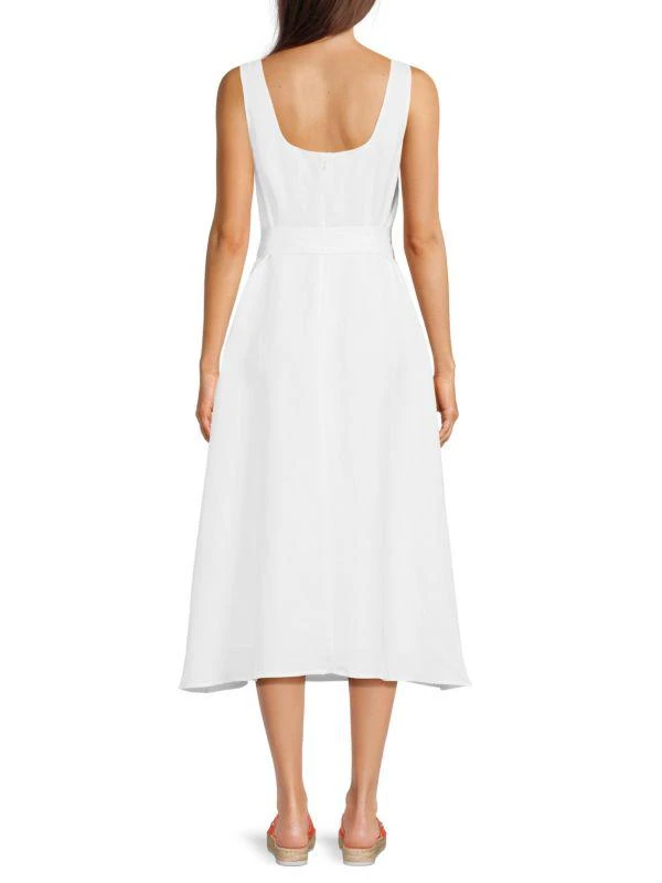 Karl Lagerfeld Paris Floral Linen-Blend Belted Midi-Dress 2