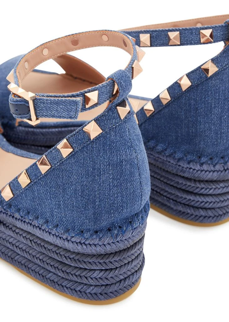 Valentino Rockstud 50 denim wedge espadrilles  4