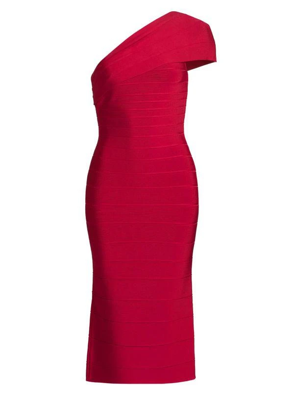 Herve Leger Icon Bandage One Shoulder Midi Dress 5