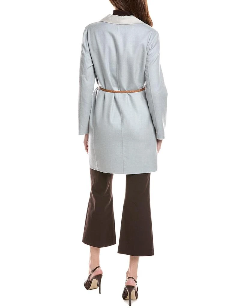 Lafayette 148 New York Reversible Notch Lapel Leather-Trim Wool & Silk-Blend 2