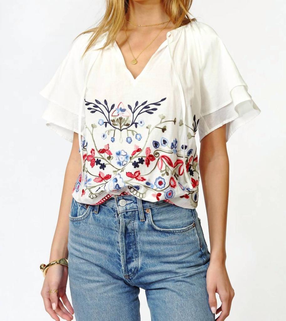 Adelyn Rae Rhoni Embroidered Blouse In White