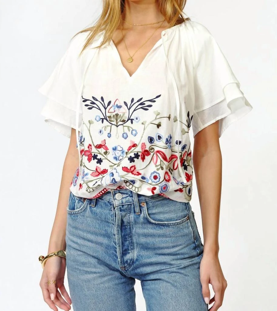 Adelyn Rae Rhoni Embroidered Blouse In White 2