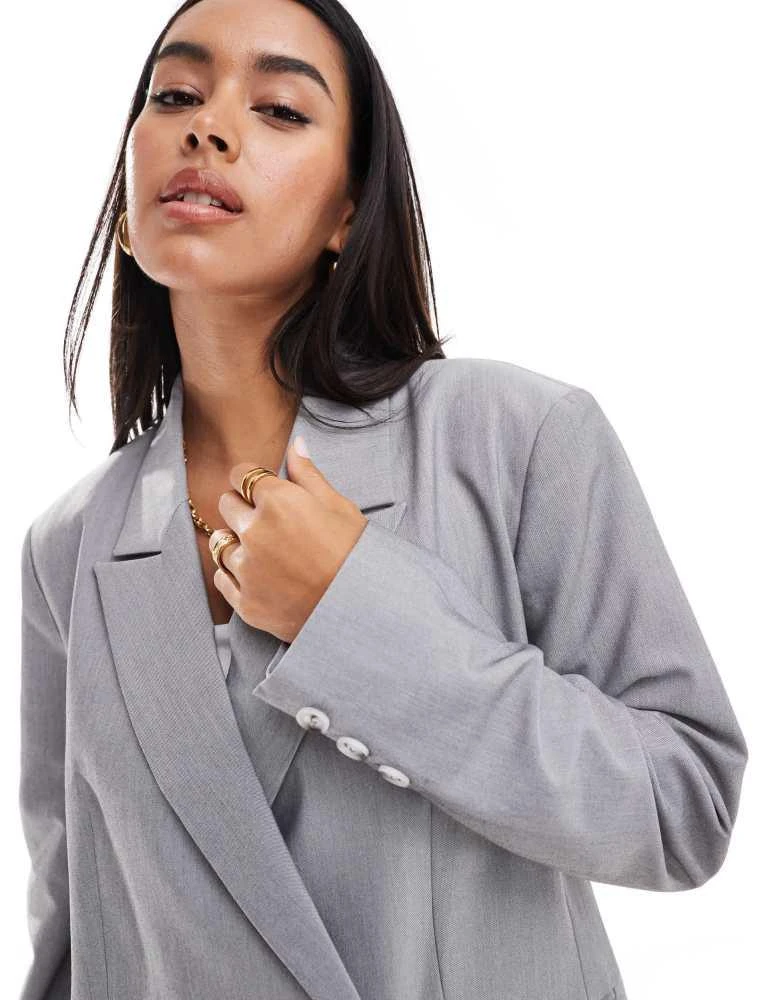 ASOS ASOS DESIGN double breasted blazer in grey 3