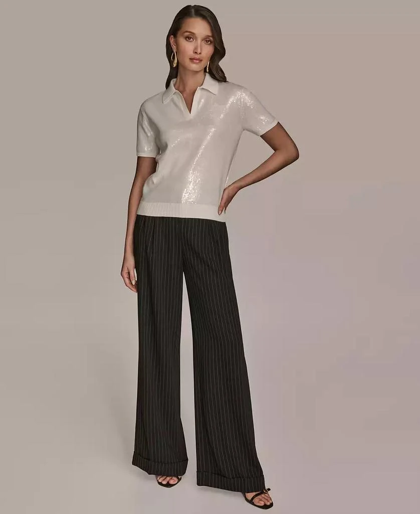 Donna Karan Women's Short-Sleeve Sequined Knit Polo 6