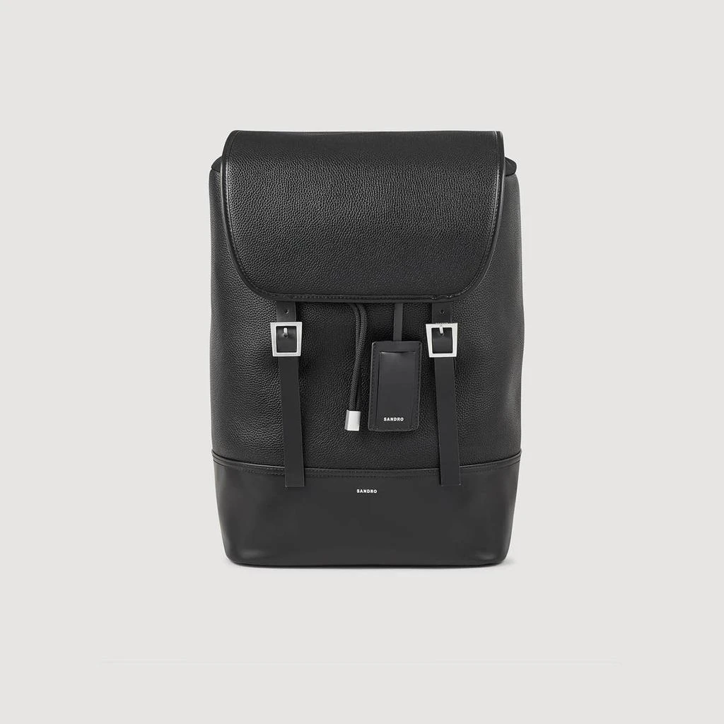 Sandro Canvas and Leather Backpack 1