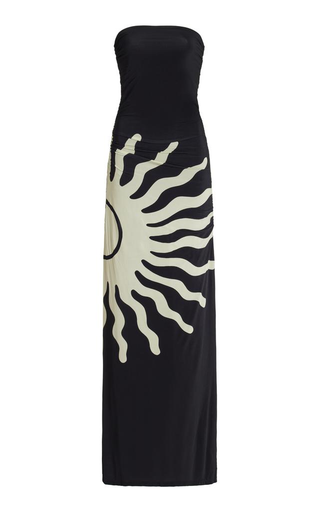 Cala de la Cruz Cala de la Cruz - Exclusive Daphne Strapless Printed Jersey Maxi Dress - Black - XL - Moda Operandi